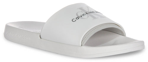 Calvin Klein Jeans Slide Rubbber In White For Men