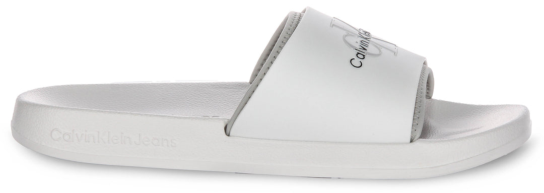 Calvin Klein Jeans Slide Rubbber In White For Men