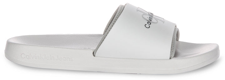 Calvin Klein Jeans Slide Rubbber In White For Men