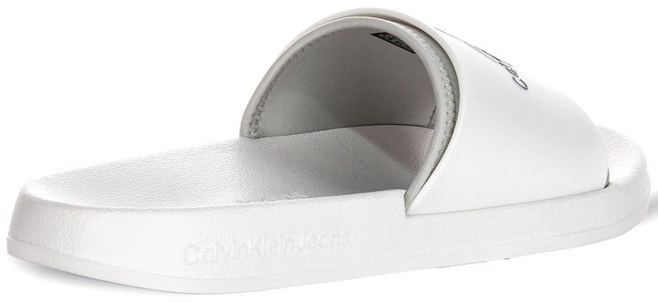 Calvin Klein Jeans Slide Rubbber In White For Men