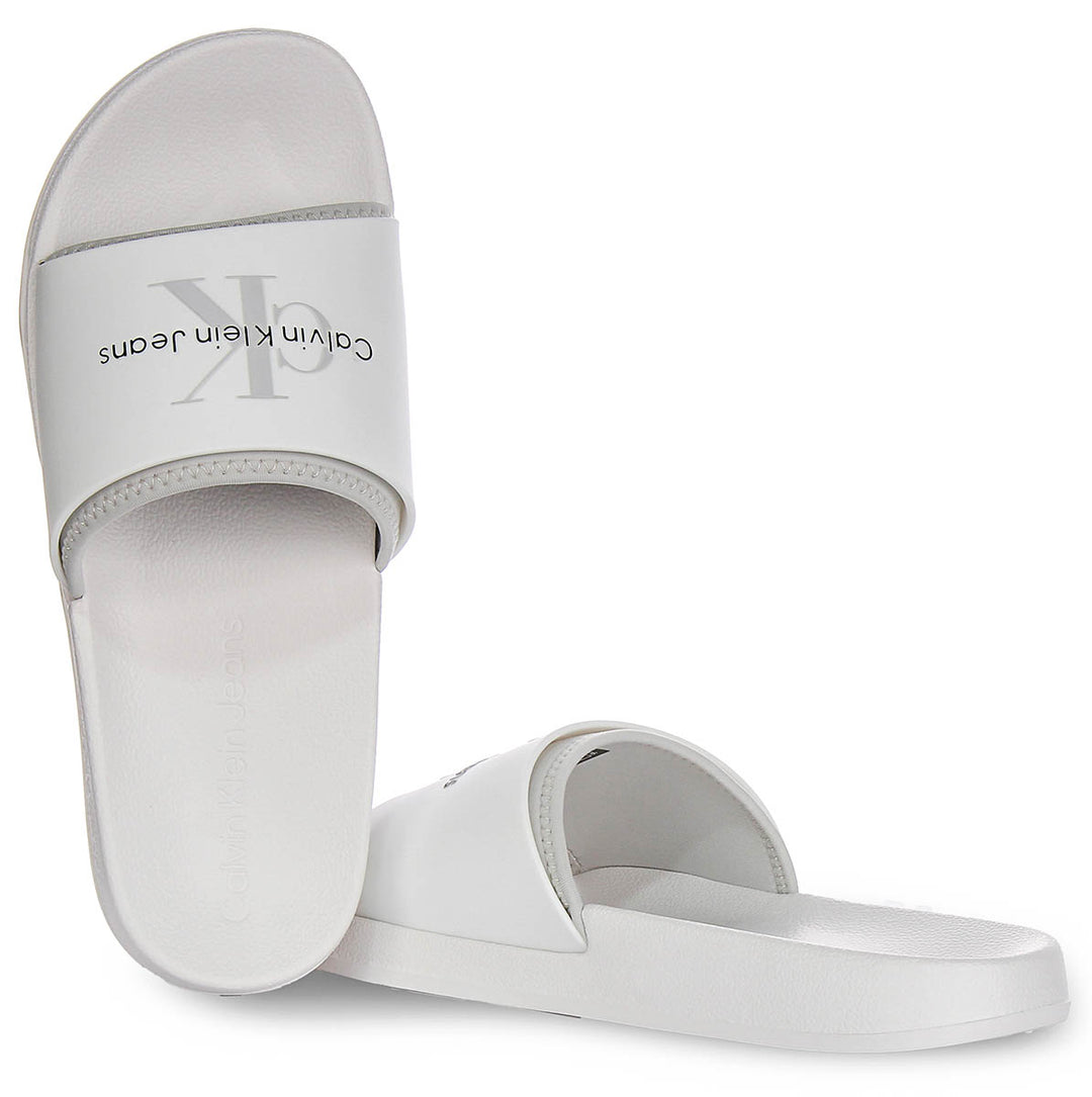 Calvin Klein Jeans Slide Rubbber In White For Men
