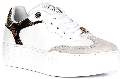 Guess Swole Leather Sneakers In White for Women
