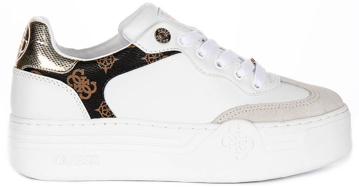 Guess Swole Leather Sneakers In White for Women