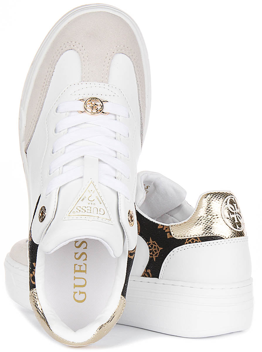 Guess Swole Leather Sneakers In White for Women