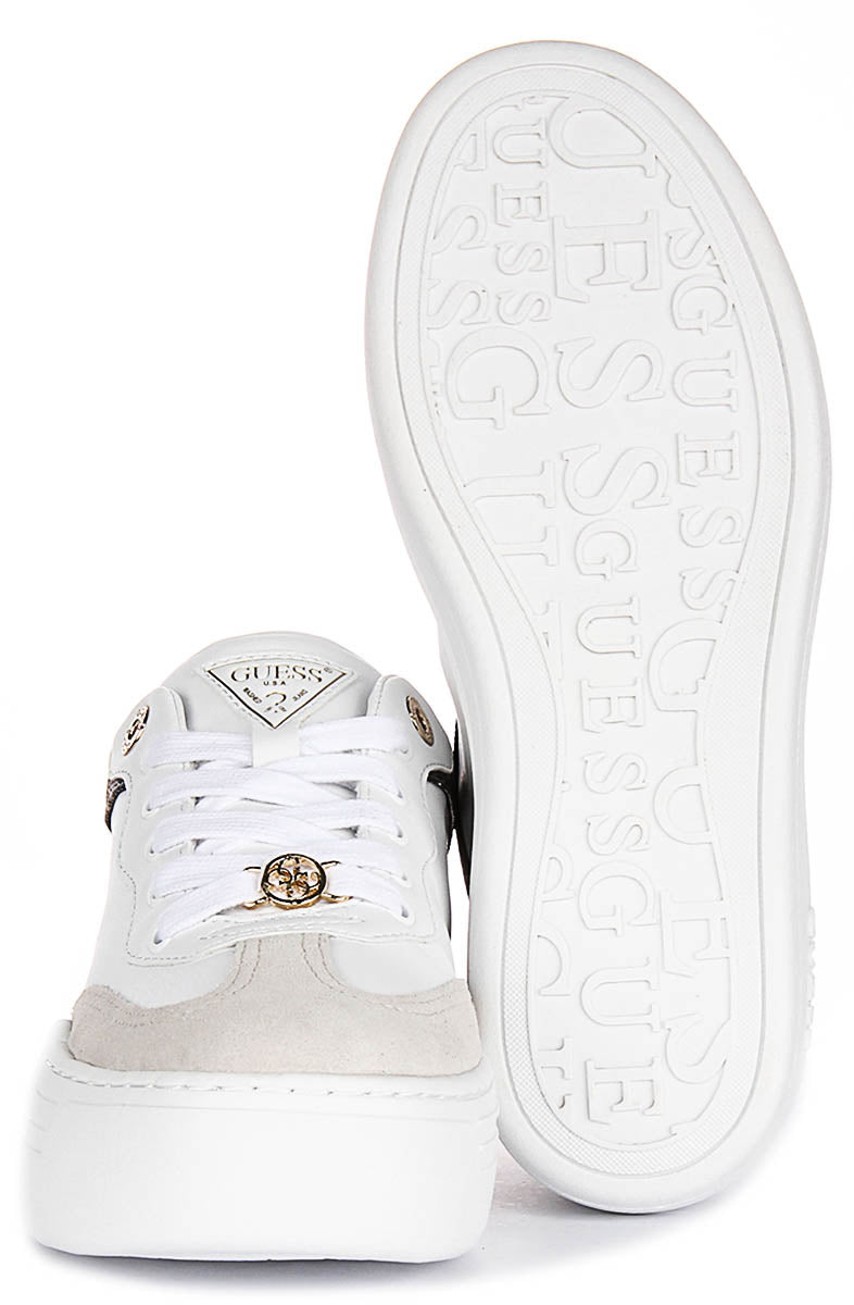 Guess Swole Leather Sneakers In White for Women