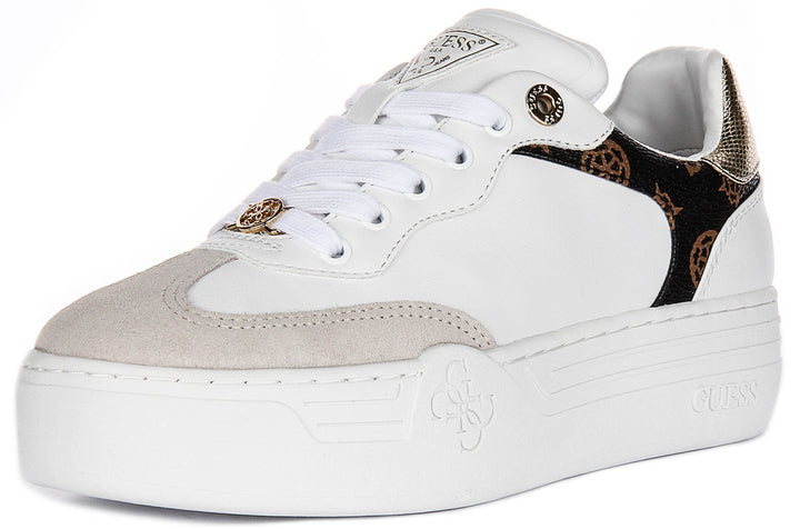 Guess Swole Leather Sneakers In White for Women