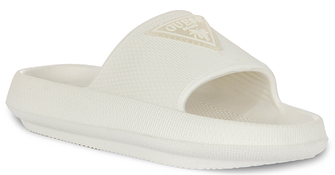 Guess 4G Beach Milk Sliders In White For Women