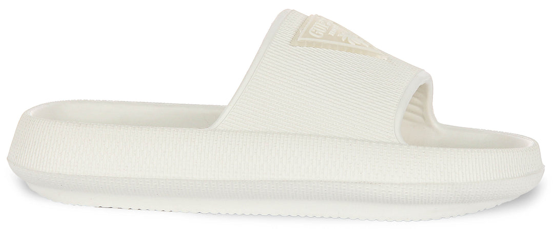 Guess 4G Beach Milk Sliders In White For Women
