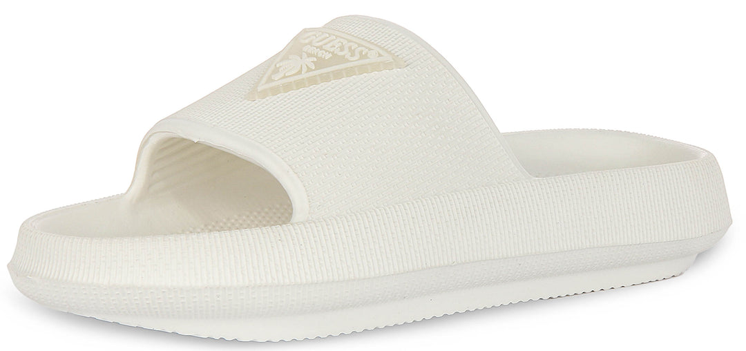 Guess 4G Beach Milk Sliders In White For Women