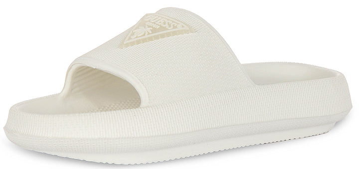 Guess 4G Beach Milk Sliders In White For Women