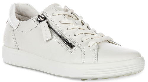 Ecco Soft 7 Side Zip In White For Women