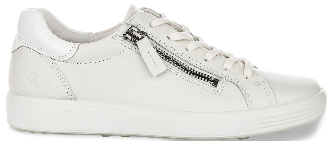 Ecco Soft 7 Side Zip In White For Women