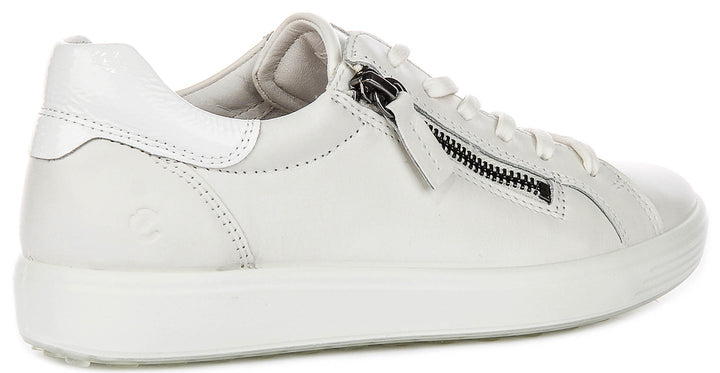 Ecco Soft 7 Side Zip In White For Women