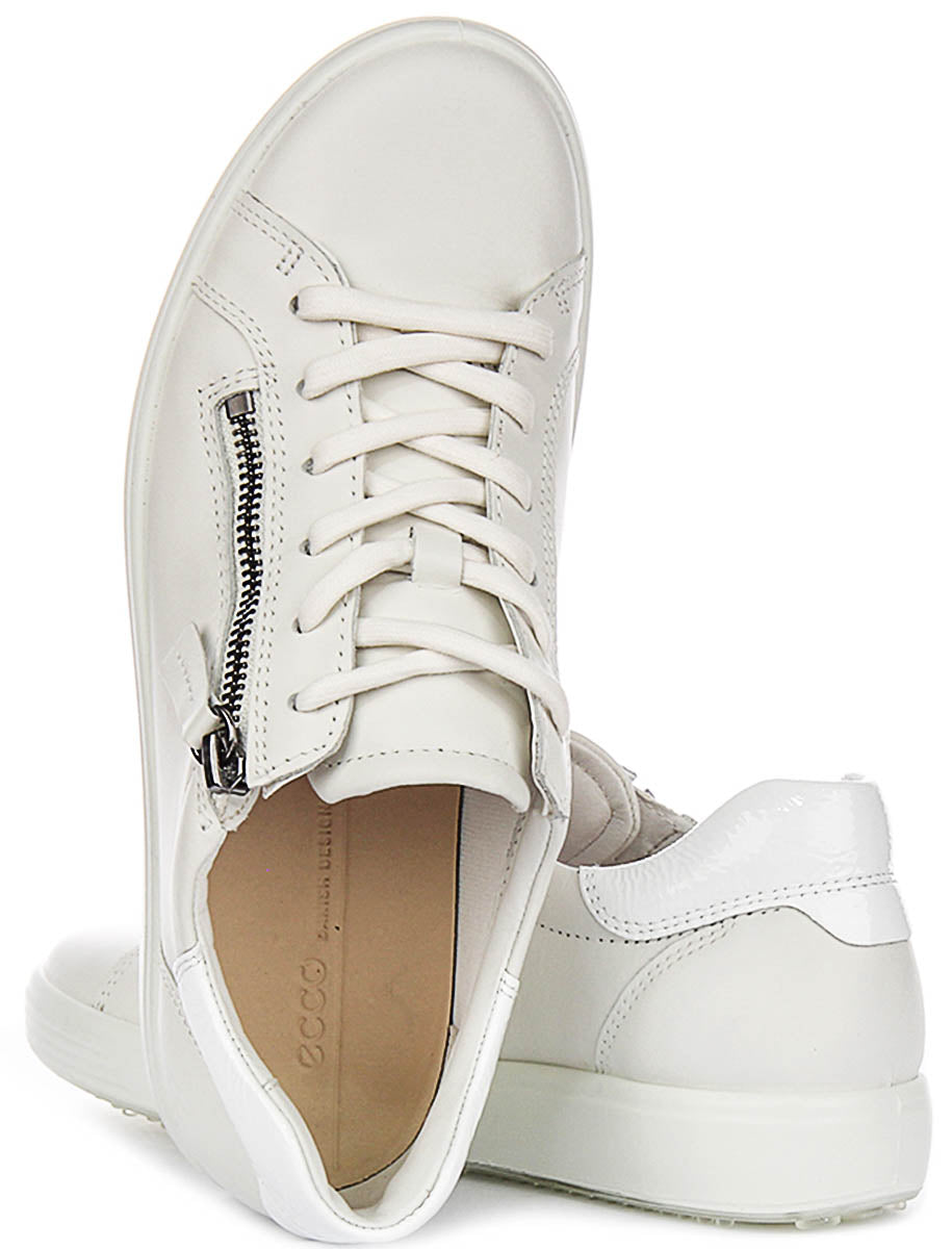 Ecco Soft 7 Side Zip In White For Women