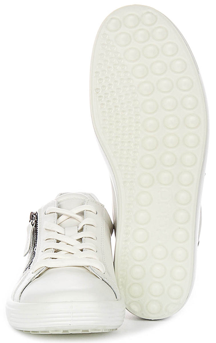 Ecco Soft 7 Side Zip In White For Women