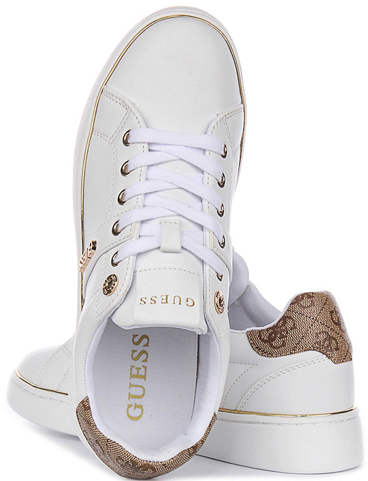 Guess Britz In White Gold Sneakers For Women