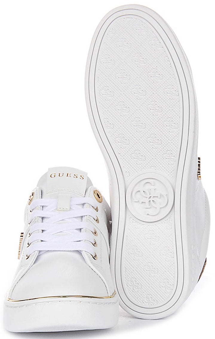 Guess Britz In White Gold Sneakers For Women