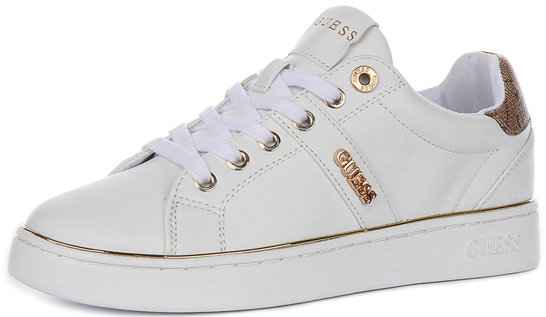 Guess Britz In White Gold Sneakers For Women