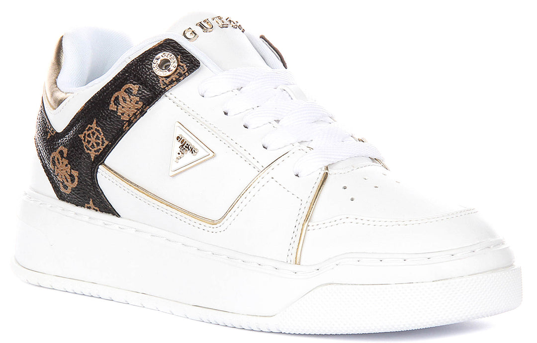 Guess Delove In White Brown Sneakers For Women