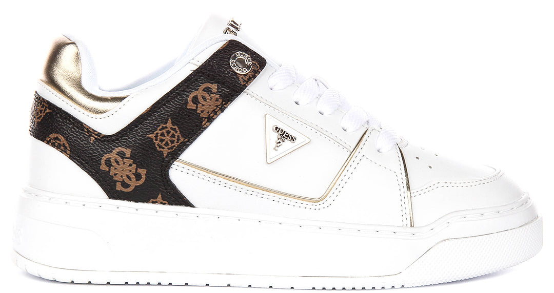 Guess Delove In White Brown Sneakers For Women