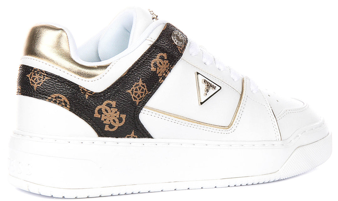 Guess Delove In White Brown Sneakers For Women