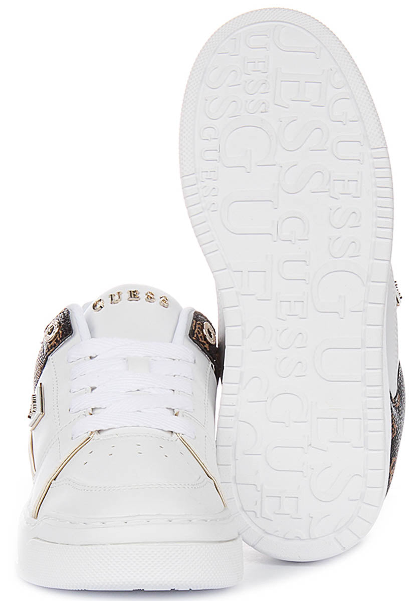Guess Delove In White Brown Sneakers For Women