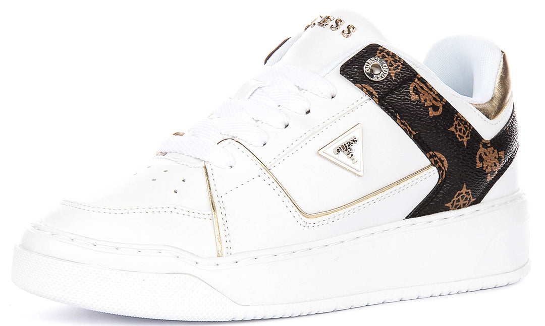 Guess Delove In White Brown Sneakers For Women