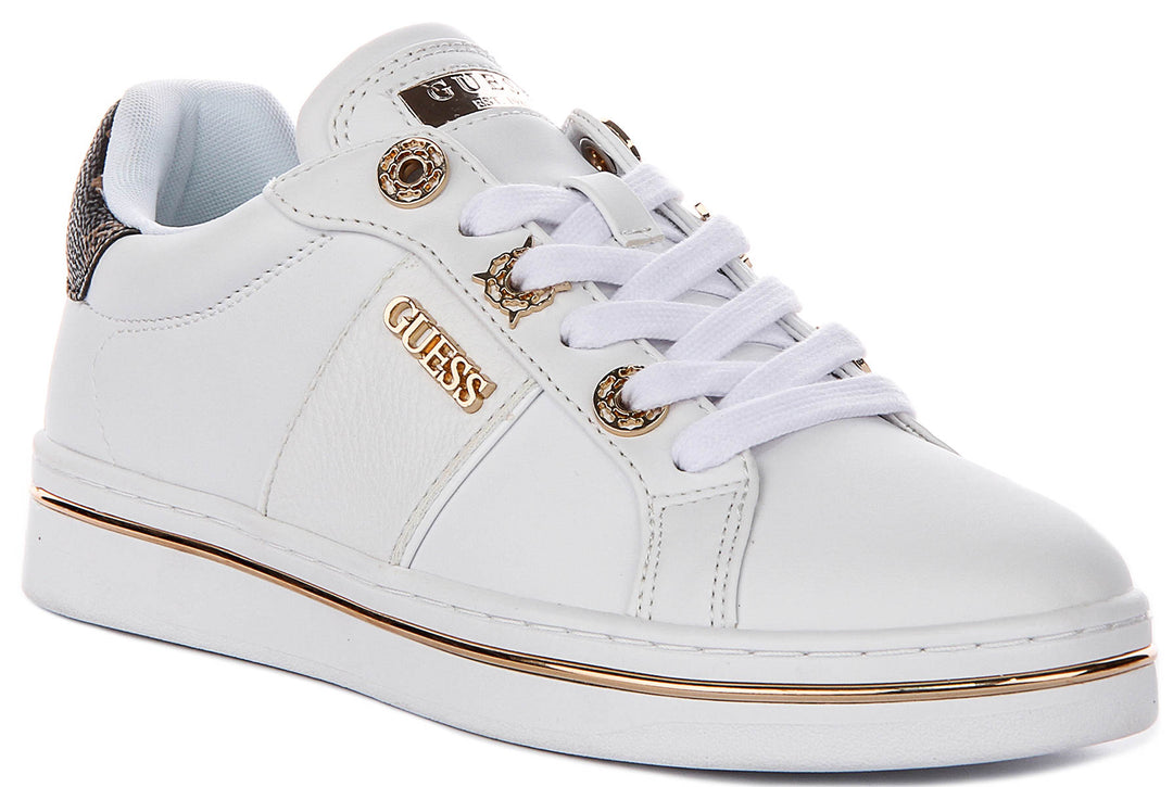 Guess Stew Side Logo Sneaker In White For Women