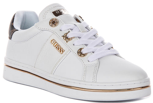 Guess Stew Side Logo Sneaker In White For Women