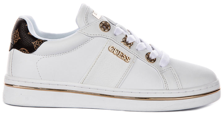 Guess Stew Side Logo Sneaker In White For Women