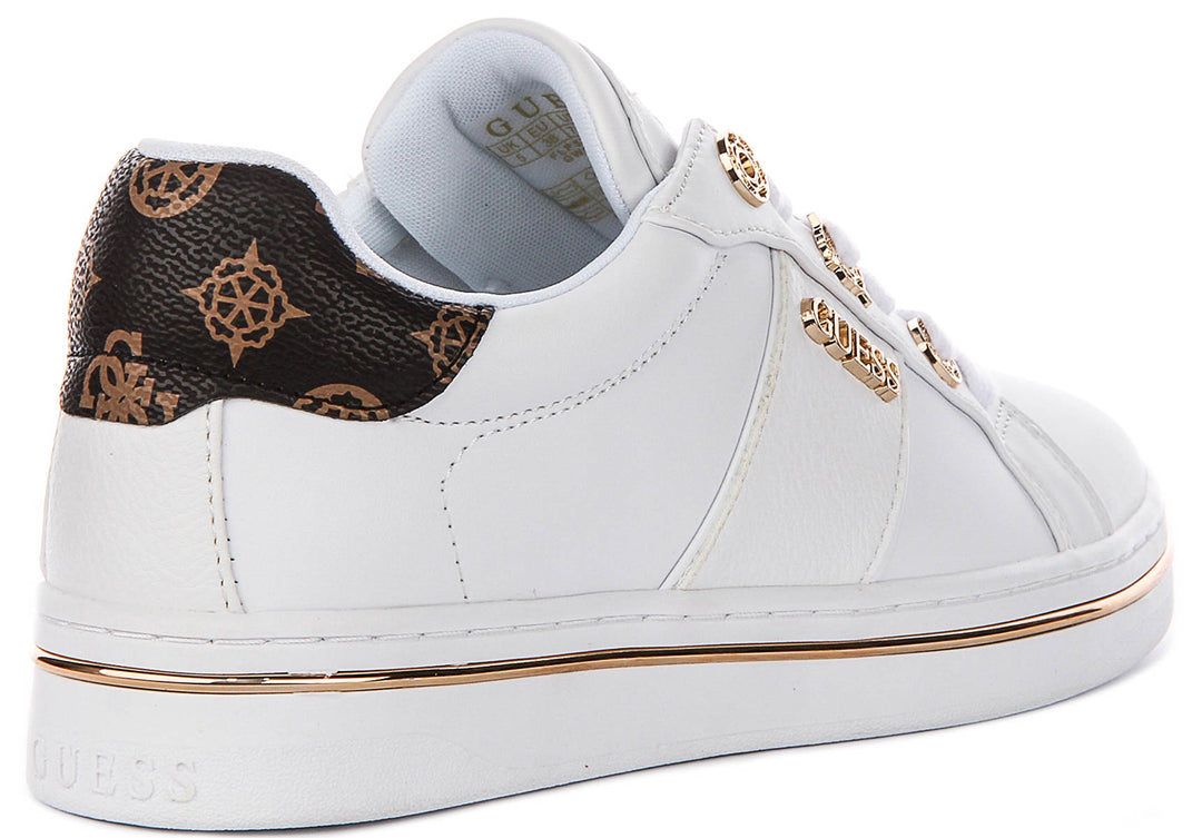 Guess Stew Side Logo Sneaker In White For Women