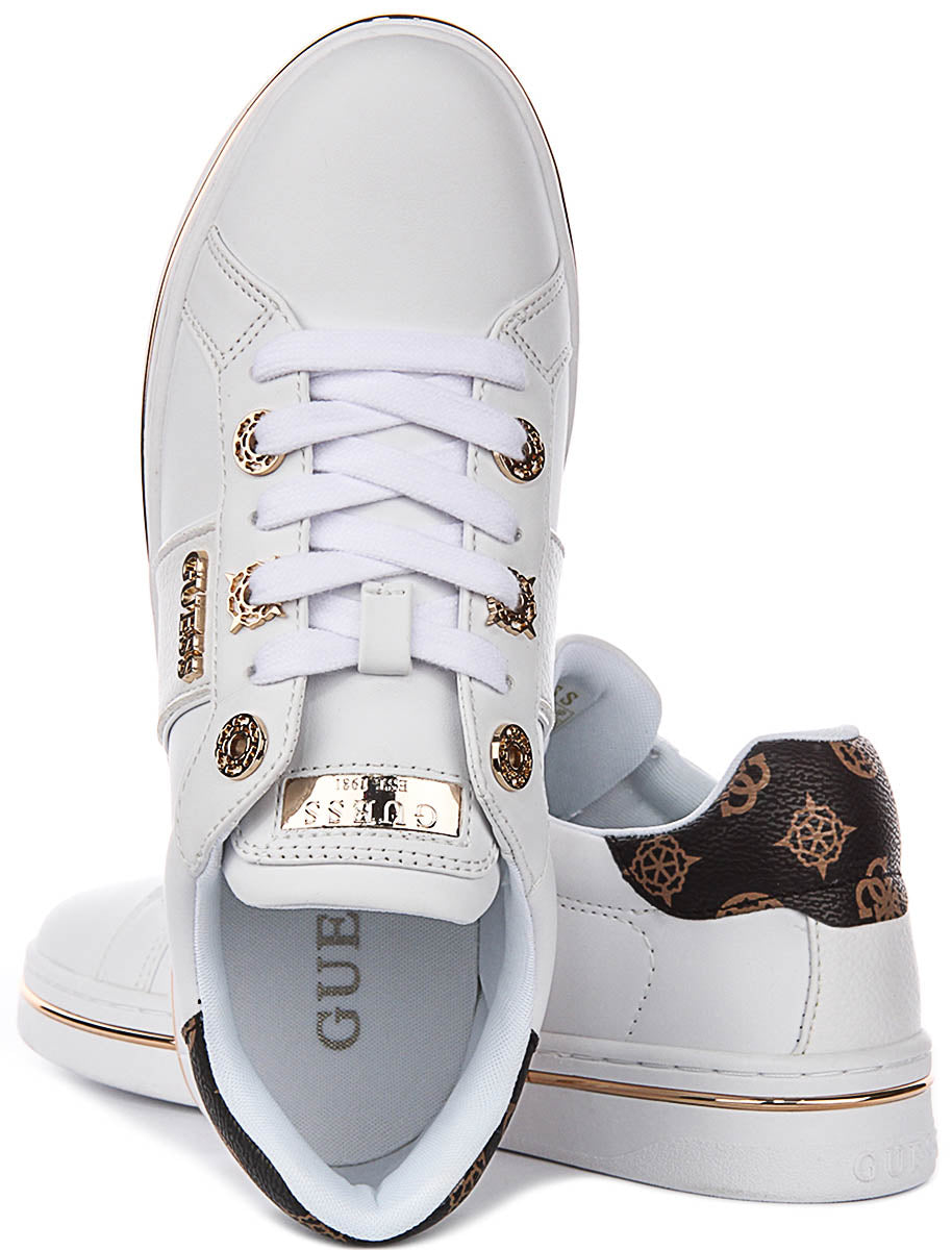 Guess Stew Side Logo Sneaker In White For Women