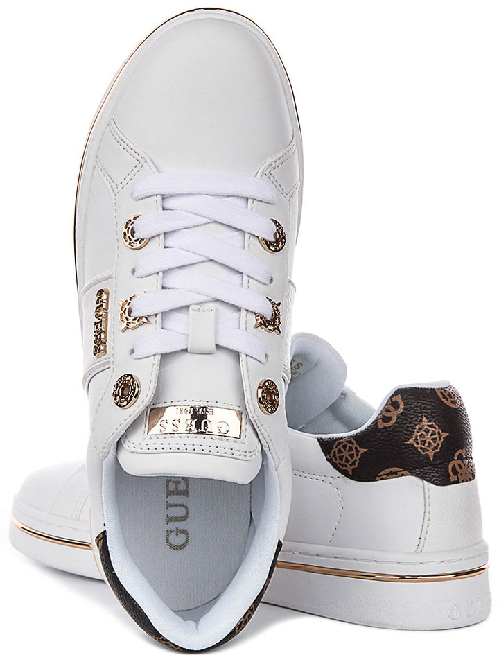 Guess Stew Side Logo Sneaker In White For Women