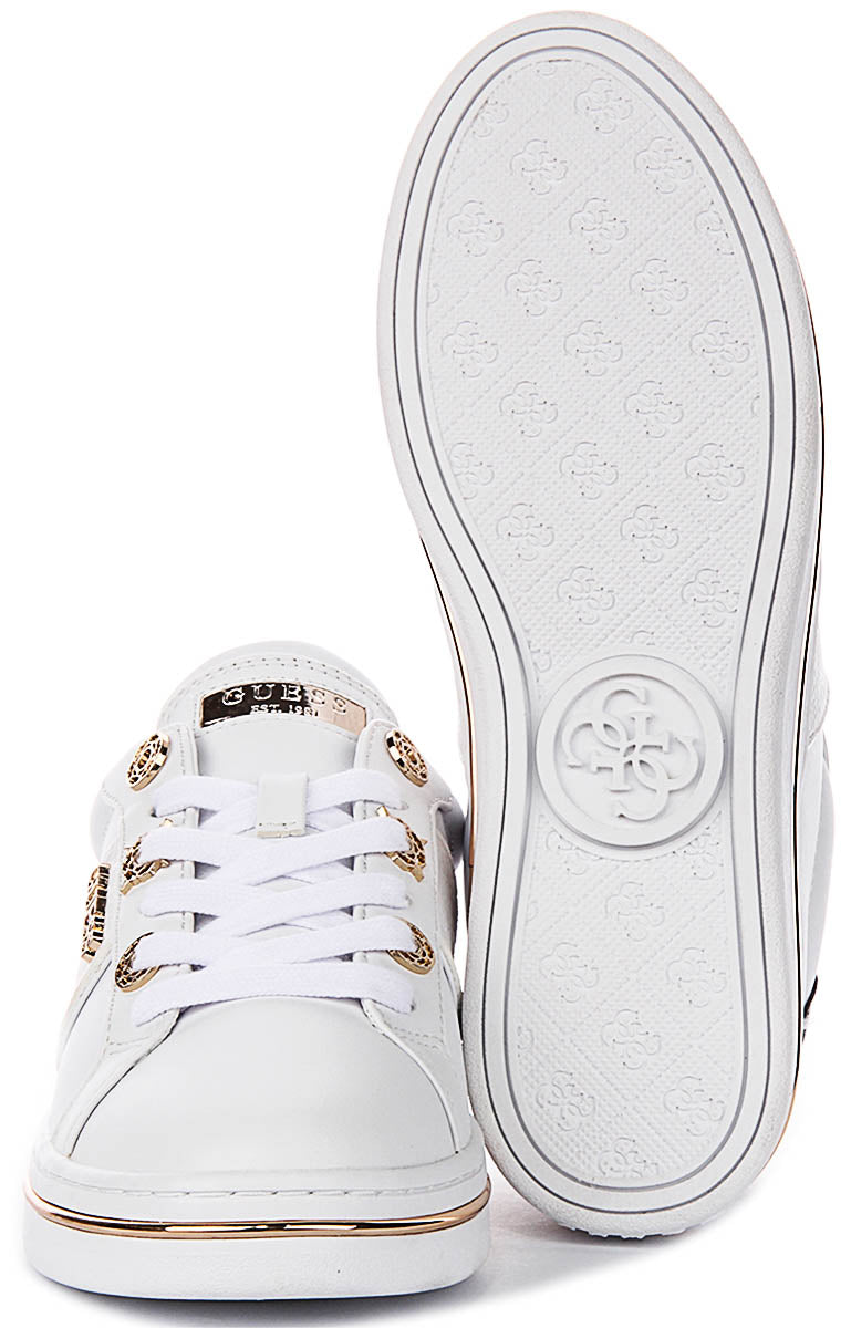 Guess Stew Side Logo Sneaker In White For Women