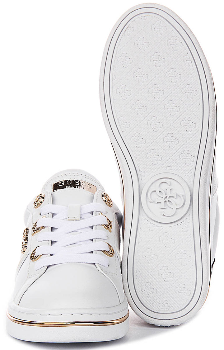 Guess Stew Side Logo Sneaker In White For Women