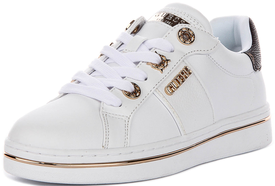 Guess Stew Side Logo Sneaker In White For Women