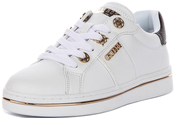 Guess Stew Side Logo Sneaker In White For Women