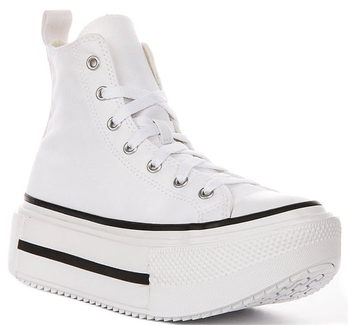 Converse Chuck Taylor A18758C All Star Double Stack Platform In White For Juniors