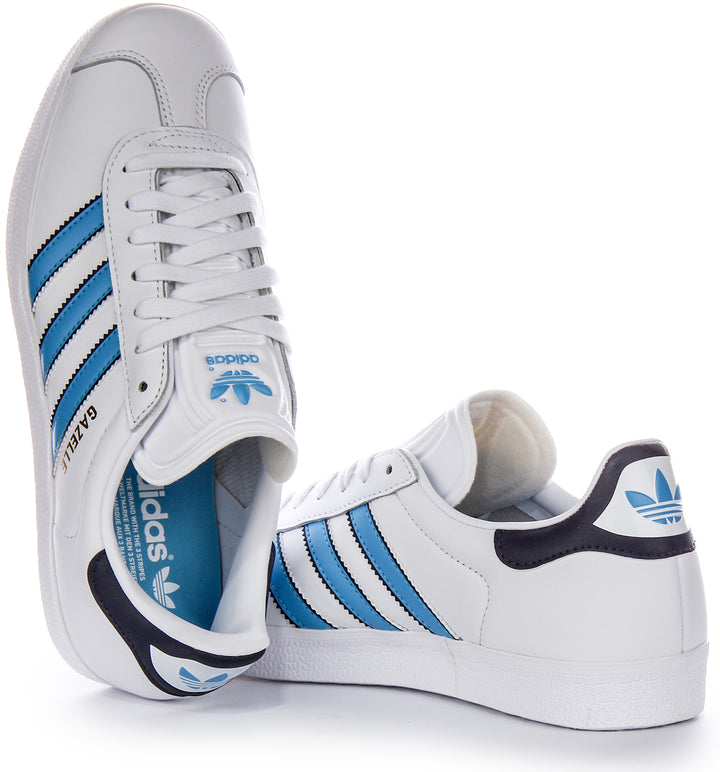 Adidas Gazelle Org Vintage Power Moulded Tongue Herren Ledersneaker in Weiß Blau