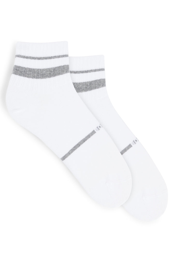 Boss 2 Pair Shoe Rib Strip In White Grey Socks