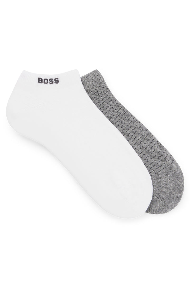 Boss 2 Pair Minipatt In White &amp; Grey socks