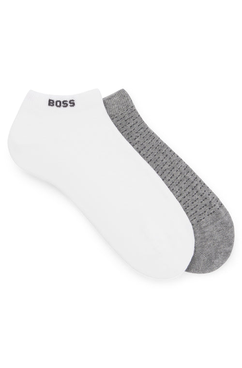 Boss 2P As Minipaat Normale Länge Mercerisierte Baumwollsocken in Weiß Grau