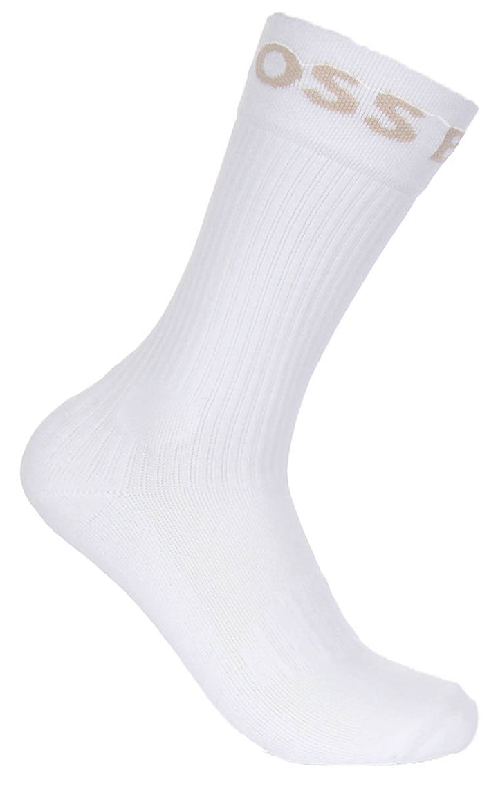 Boss 2 Pair RS Sport Socks In White Beige For Men