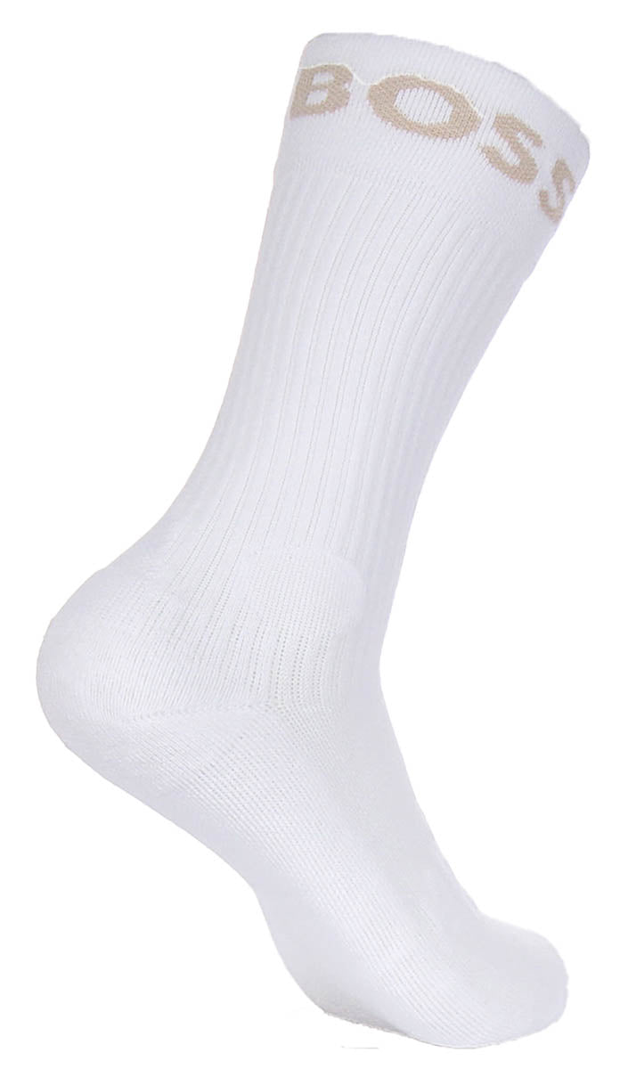 Boss 2 Pair RS Sport Socks In White Beige For Men