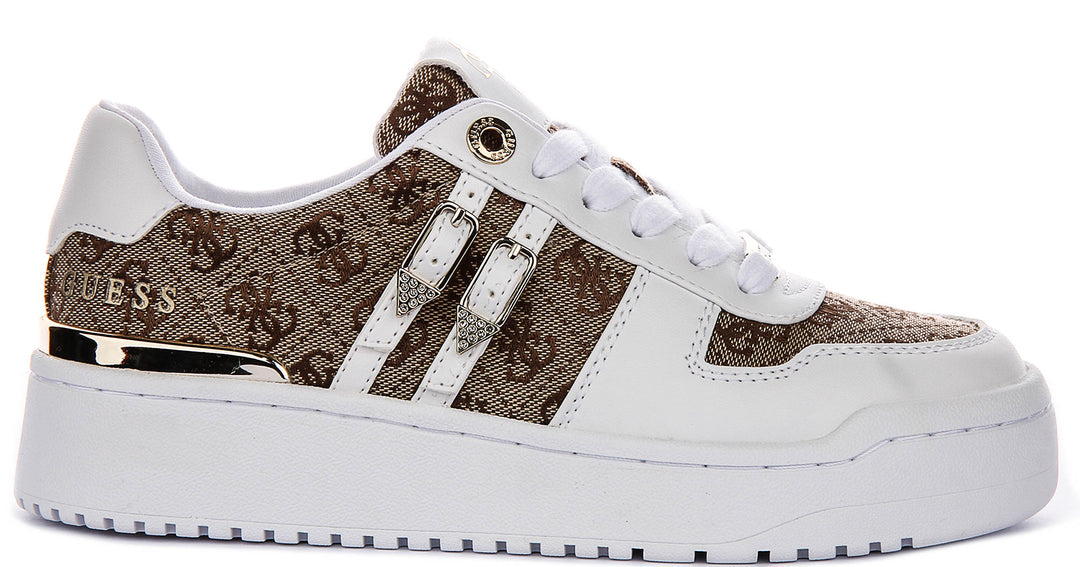 Guess Maggnet2 In White Beige For Women Sneaker