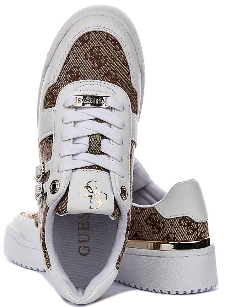 Guess Maggnet2 In White Beige For Women Sneaker