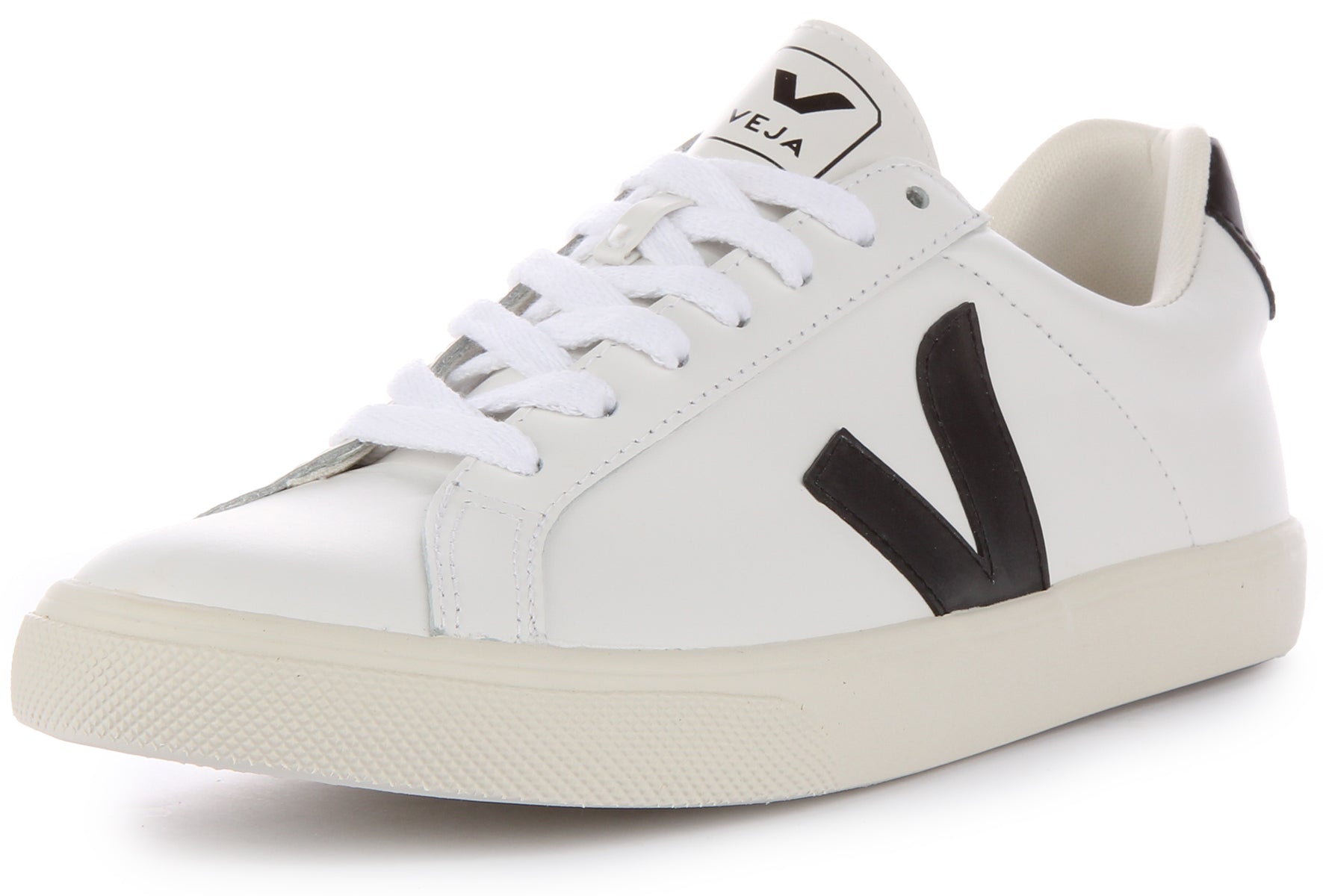 Veja Esplar Leather In White Black For Women | Lace Up Trainer – 4feetshoes