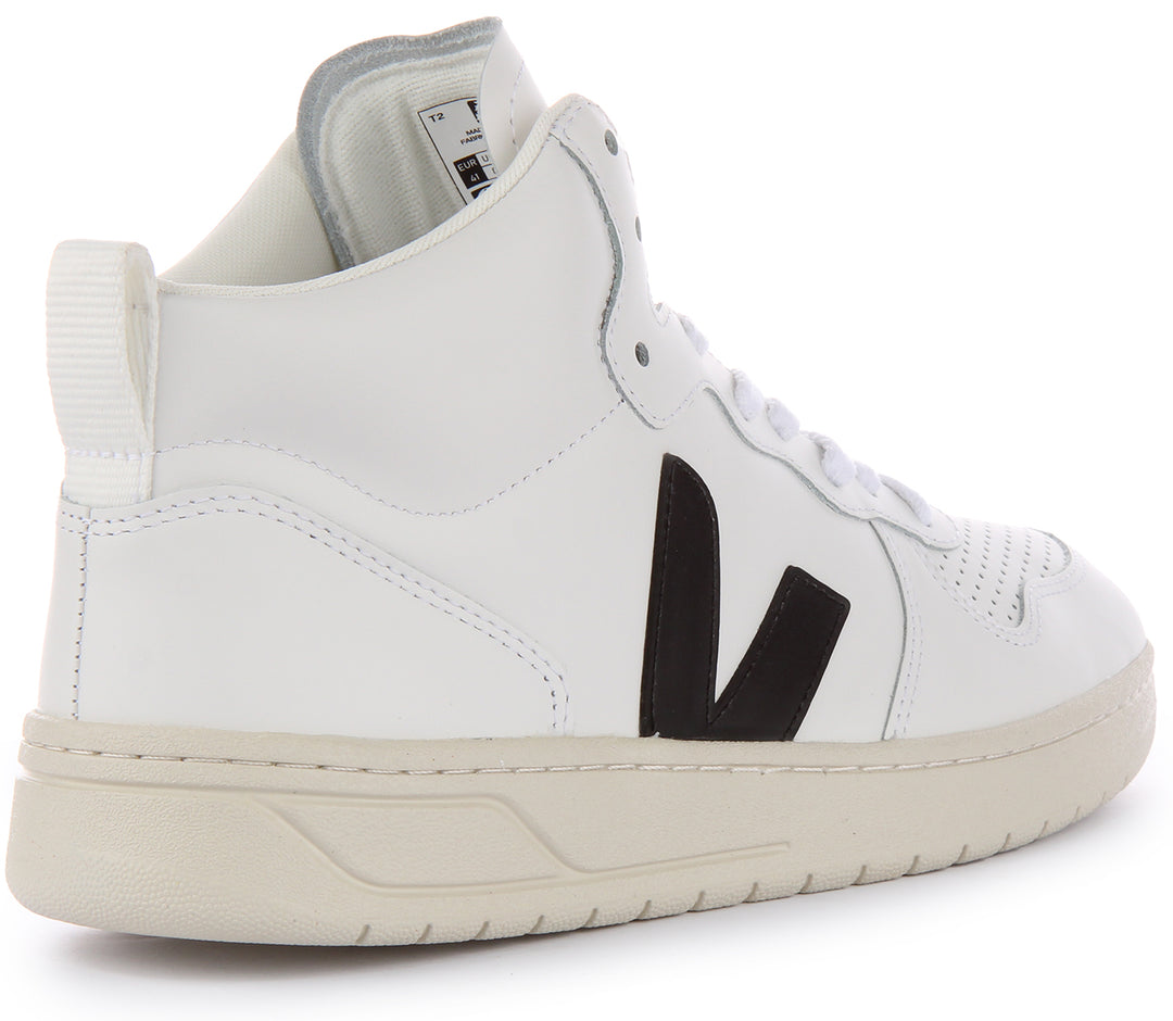 Veja V 15 Baskets à lacets en cuir pour femmes en blanc noir