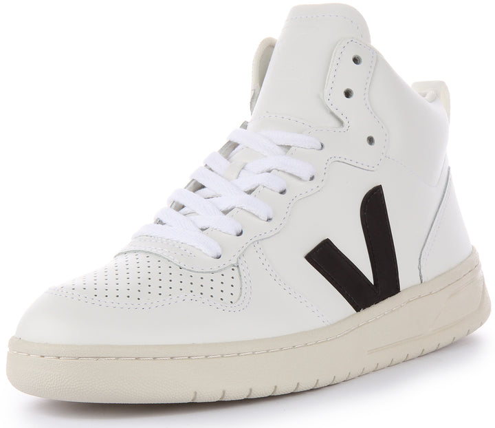 Veja V 15 Baskets à lacets en cuir pour femmes en blanc noir