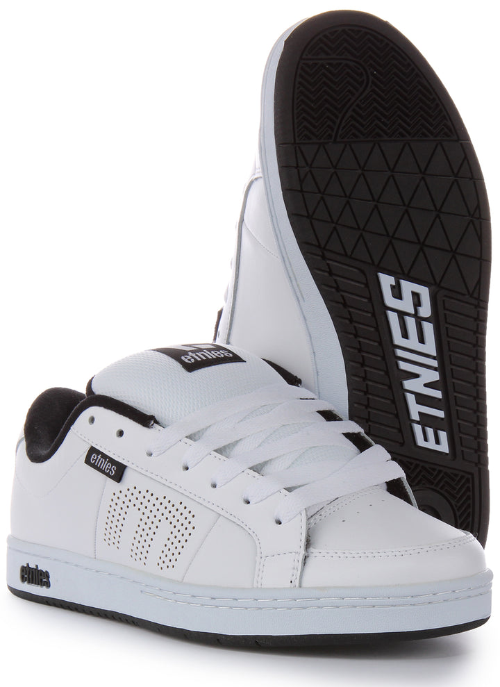 Etnies Kingpin Baskets de skate en cuir synthétique à lacets pour hommes en blanc noir 